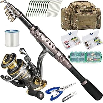 Dr.FishFishing Rod and Reel Combos 125-Pieces Telescopic Spinning Pole Reel Fishing Gear Equipment Set for Adult Collapsible Travel Complete Fishing Sets Men Starter Freshwater Saltwater