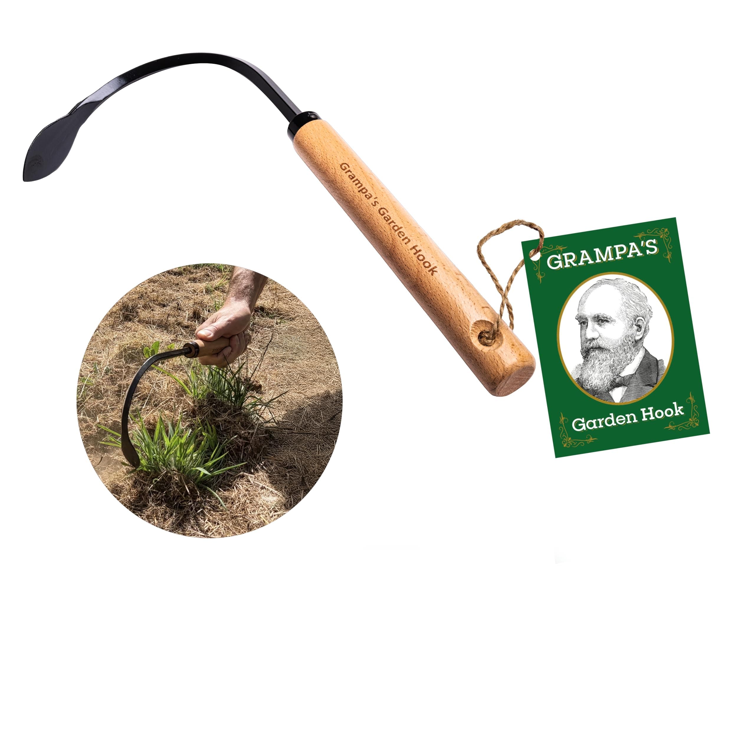 Grampa's Garden Hook - Weed Puller & Gardening Hand Cultivator - Versatile Tool That Functions as Cultivator, Hand Tiller, Weeder, & Edging Tool - Lightweight & Durable