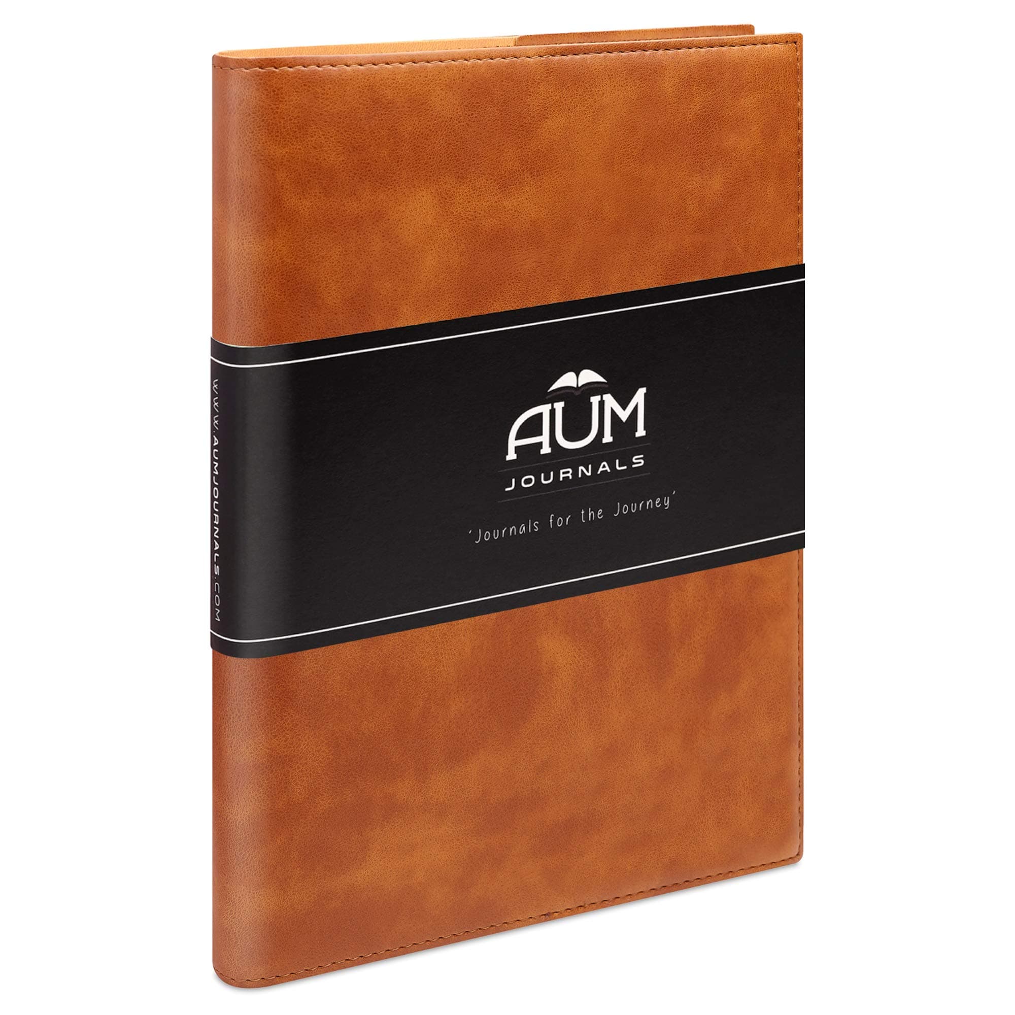 Aum Journals Refillable Journal - Large B5 Journal Notebook - 208 RULED writing grde pages, Full Grain Faux Leather journal Pros, Tan