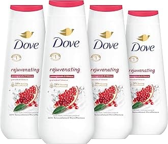 Dove Body Wash Rejuvenating Pomegranate & Hibiscus 4 Count for Renewed, Healthy-Looking Skin Gentle Skin Cleanser with 24hr Renewing MicroMoisture 20 oz