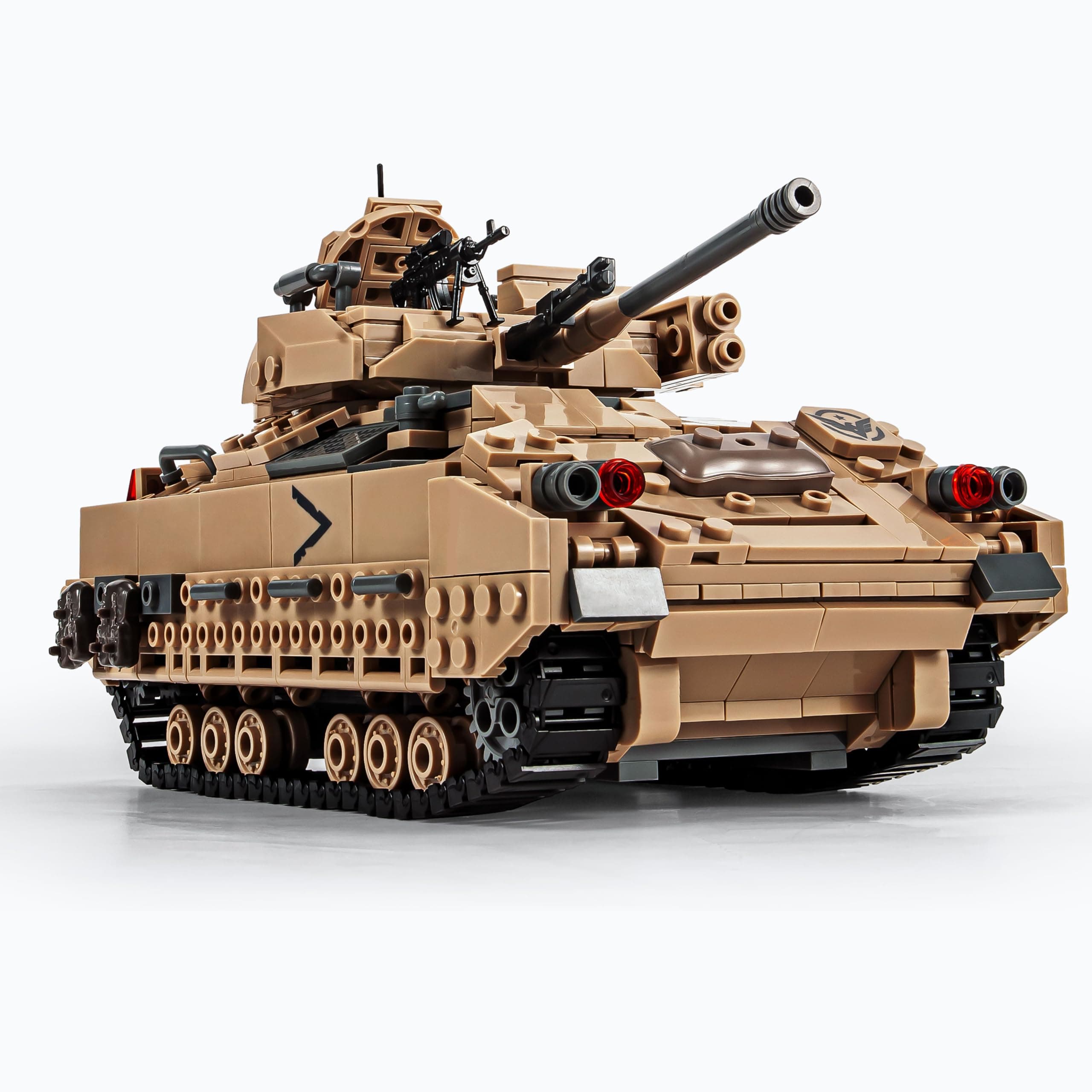 SEMKY Military Series M2 Bradley Tank MOC Building Blocks and Engineering Toy(1350 Pieces),with 3 Figure,WW2 Army Tank for Kid and Military Fan