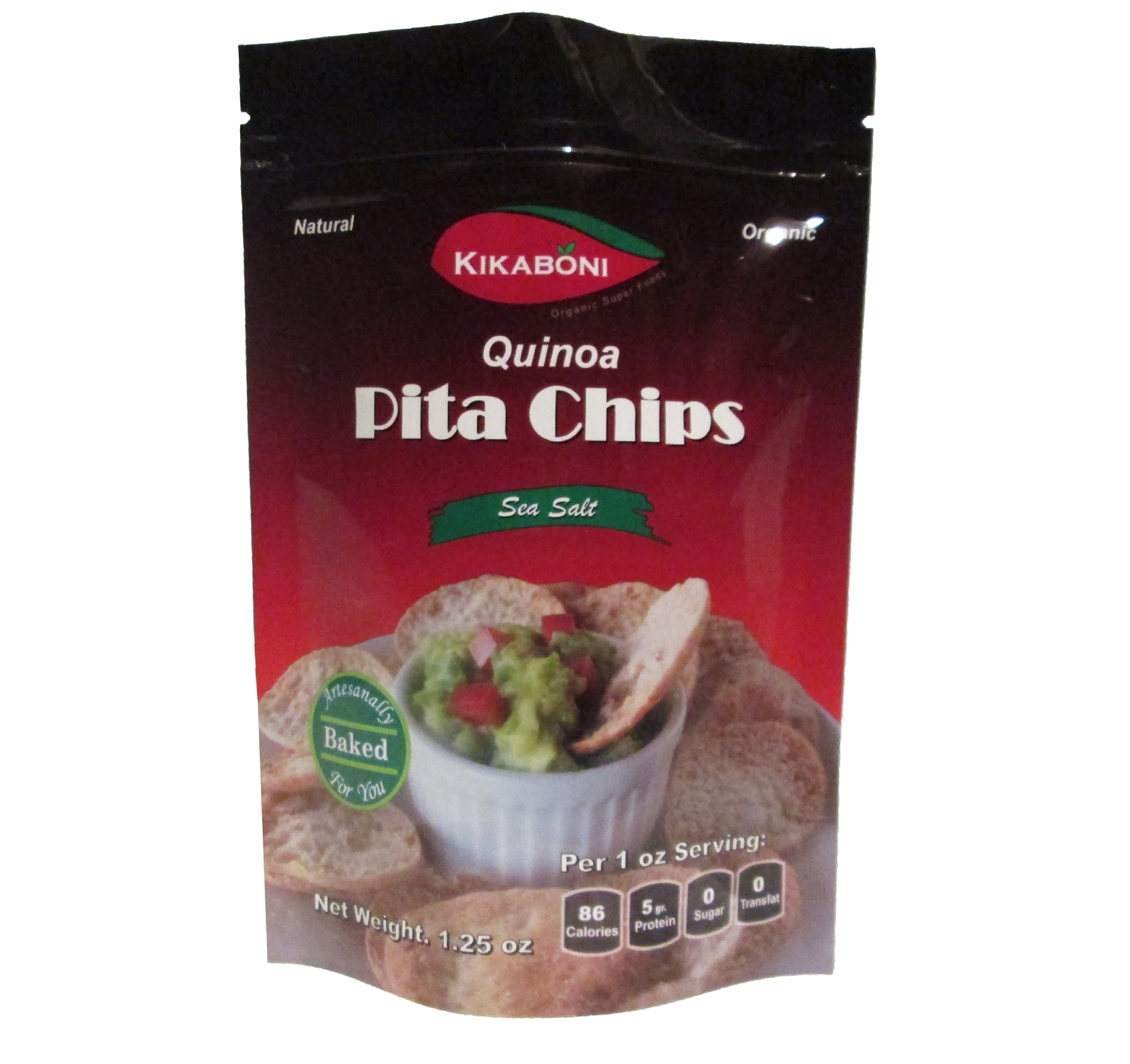 Quinoa Pita Chips 1.25 Oz By Kikaboni (Pack of 24)- Delicious, Natural, Healthy Chips, Low Calorie with Low Fat High Protein Vegetarian with Quinoa Best Fitness Chips and Snacks to Go for Children and Adults Summer Weight Control Great for Diabetics