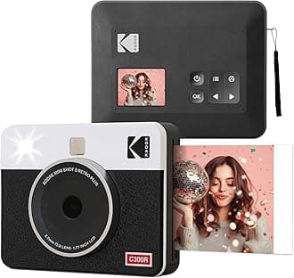 – Kodak Mini Shot 3 Retro - Portable Instant Camera and Photo Printer – 2-in-1 Printer Compatible with iOS & Android – Bluetooth Connection - (7.6 x 7.6 cm) - White