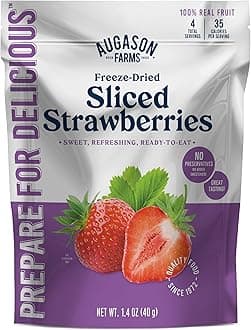 Freeze Dried Sliced Strawberries Pouch - Gluten Free Snack for Baking, Smoothies, and Emergency Storage - Healthy Individual Fruit Snacks – 1.4 Ounces (4 Servings)