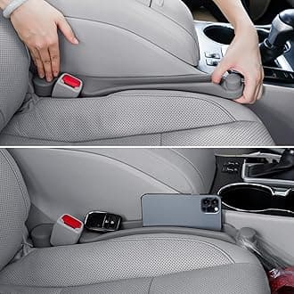 Car Seat Gap Filler Set of 2, 3IN1 Seat Side Gap Filler Plug with Storage Slot & Hook Function, Soft Foam Universal Fit Car SUV Truck Fill Gap Between Seats Console Organizer（Standard Gray）