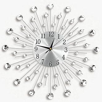 Holdfiturn Crystal Diamond Wall Clocks Modern Wall Clock Flower Wall Clock Silent Metal Clock 50cm for Living Room Bedroom Home Wall Art Decoration