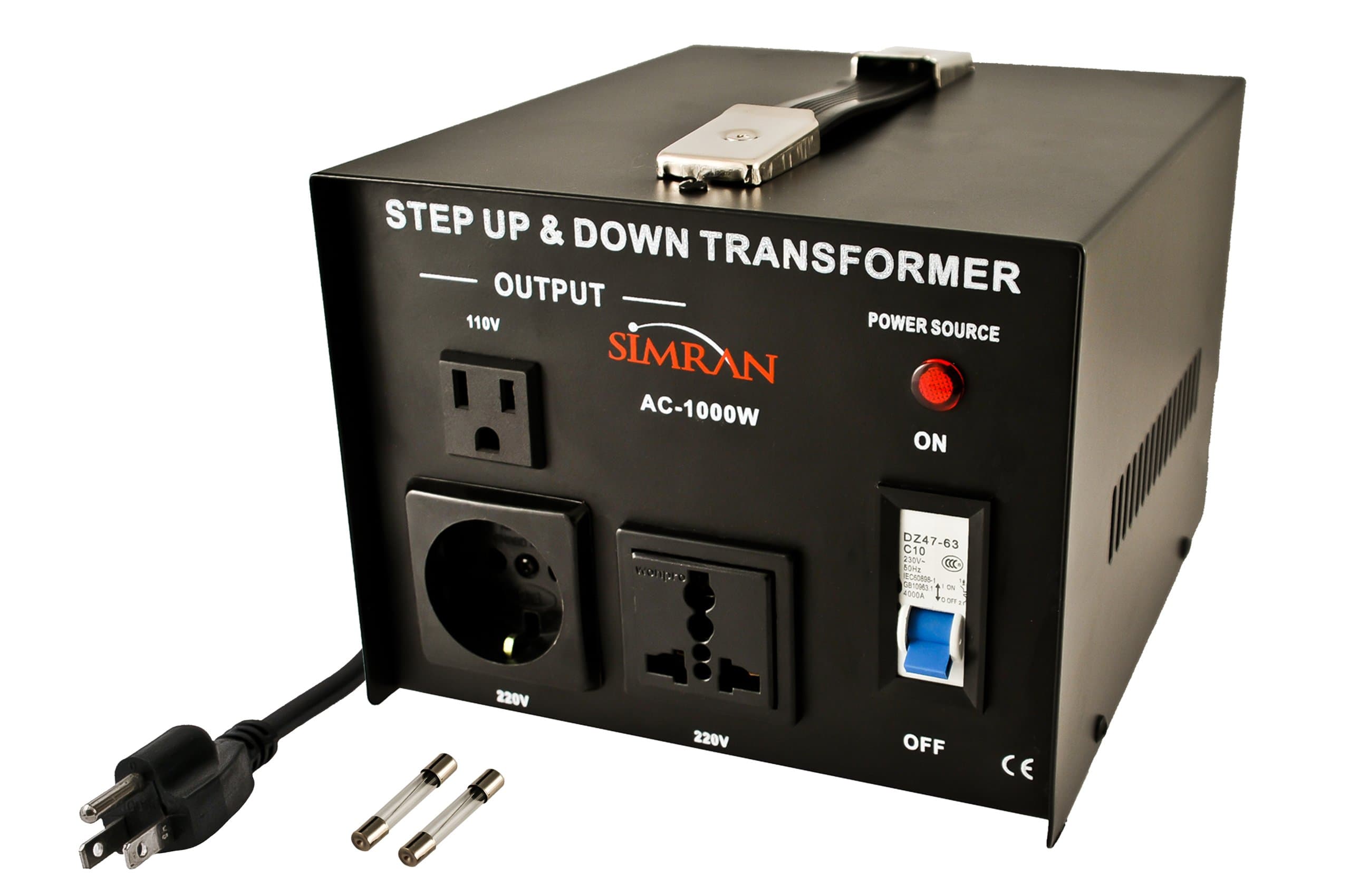 Simran AC-1000 Voltage Power Converter 110v 220v 240v Step up Down Transformer Worldwide Use,1000 Watt, Black