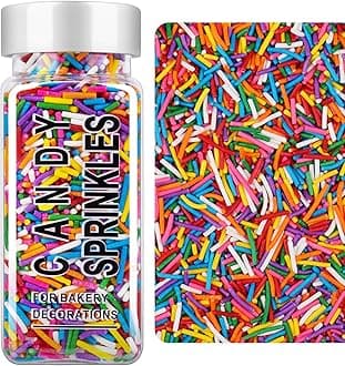 Rainbow Jimmies Sprinkles, Rainbow Sprinkles for Cake Decorating, Edible Sprinkle Mix for Baking, Ice Cream Toppings, Cupcakes, Cookies, Donuts