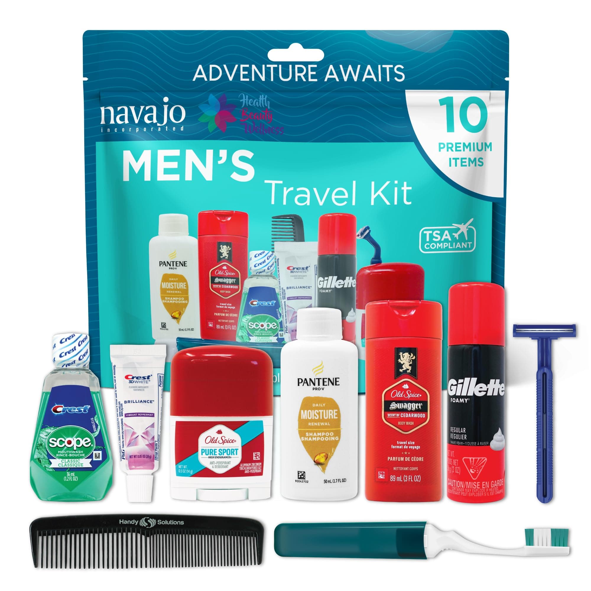 10 Piece Resealable Men's Travel Kit