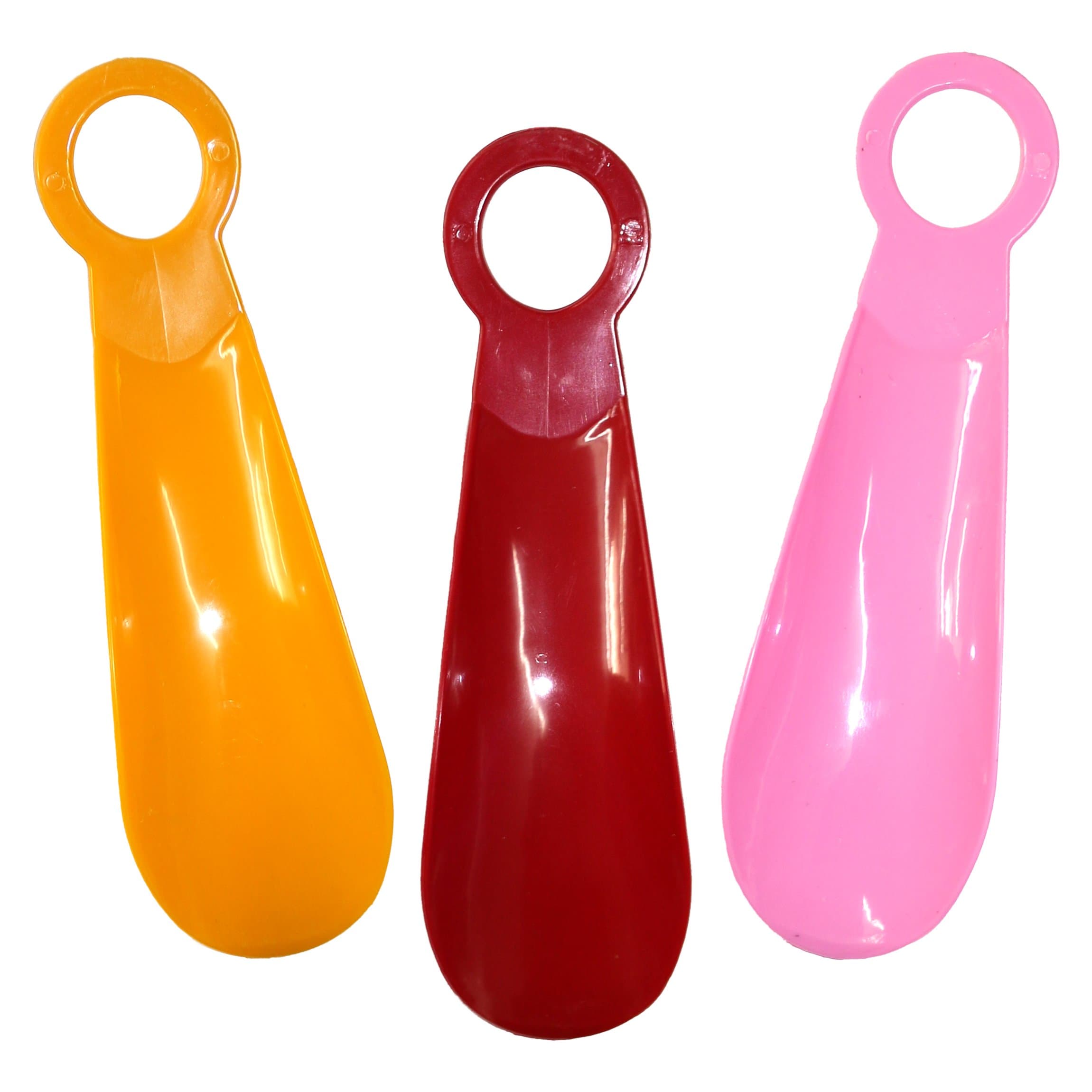 Pack of 3 Small 15cm Plastic Shoe Horns (Assorted Colours)
