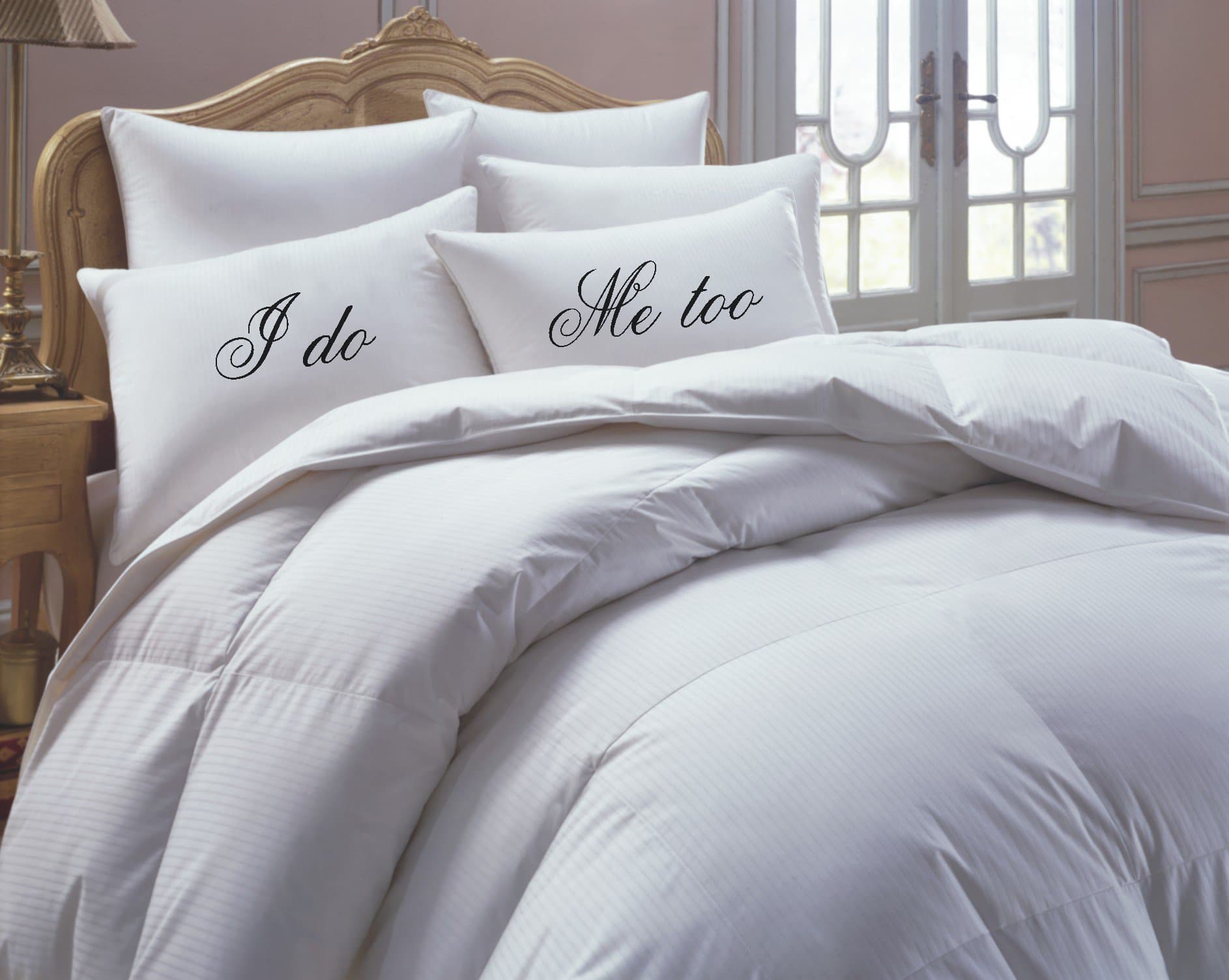 Wedding, Bride Groom Pillowcase Set, His, Hers, His Hers pillowcase set, Mr Mrs Pillowcase set, I do, me too, couples gift, second anniversary 300 THC Egyptian cotton pillowcases, NEW