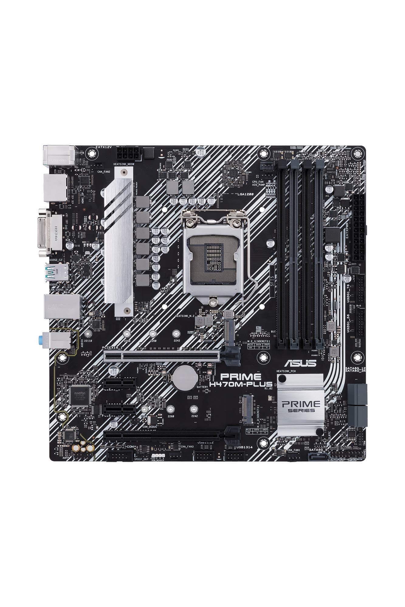 ASUS Prime H470M-Plus Intel® H470 (LGA 1200) micro ATX motherboard with dual M.2,HDMI, DisplayPort, DVI, SATA 6 Gbps, Intel® 1 Gb Ethernet, USB 3.2 Gen 2 Type-A® and Type-C