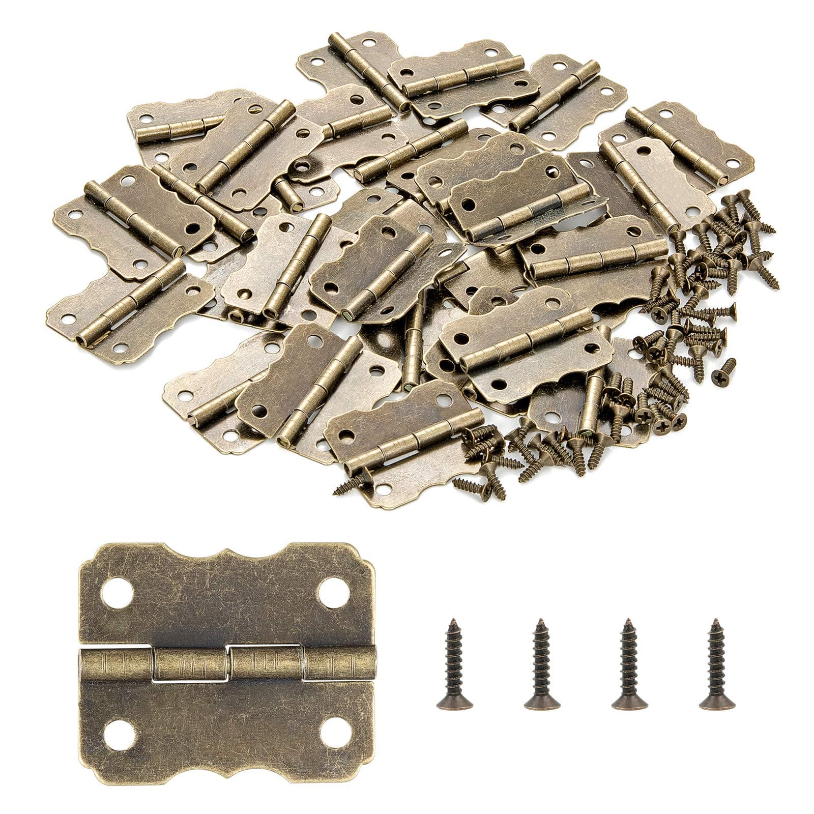 40 Pieces Mini Hinges for Crafts Bronze Engraving Design Replacement Cabinet Hinges - Jewelry Box Hinges for Antique Wooden Cases, Toolbox, Jewelry Boxes, Cabinets, Gift Boxes, Wine Boxes