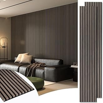 Art3d 2-Pack 108" x 12" Acoustic Wood Panels for Wall, Soundproof Wood Slat Panel for Wall and Ceiling, 3D Fluted Sound Absorbing Paneling for Interior Wall Decor, Living Room, Bedroom - Walnut