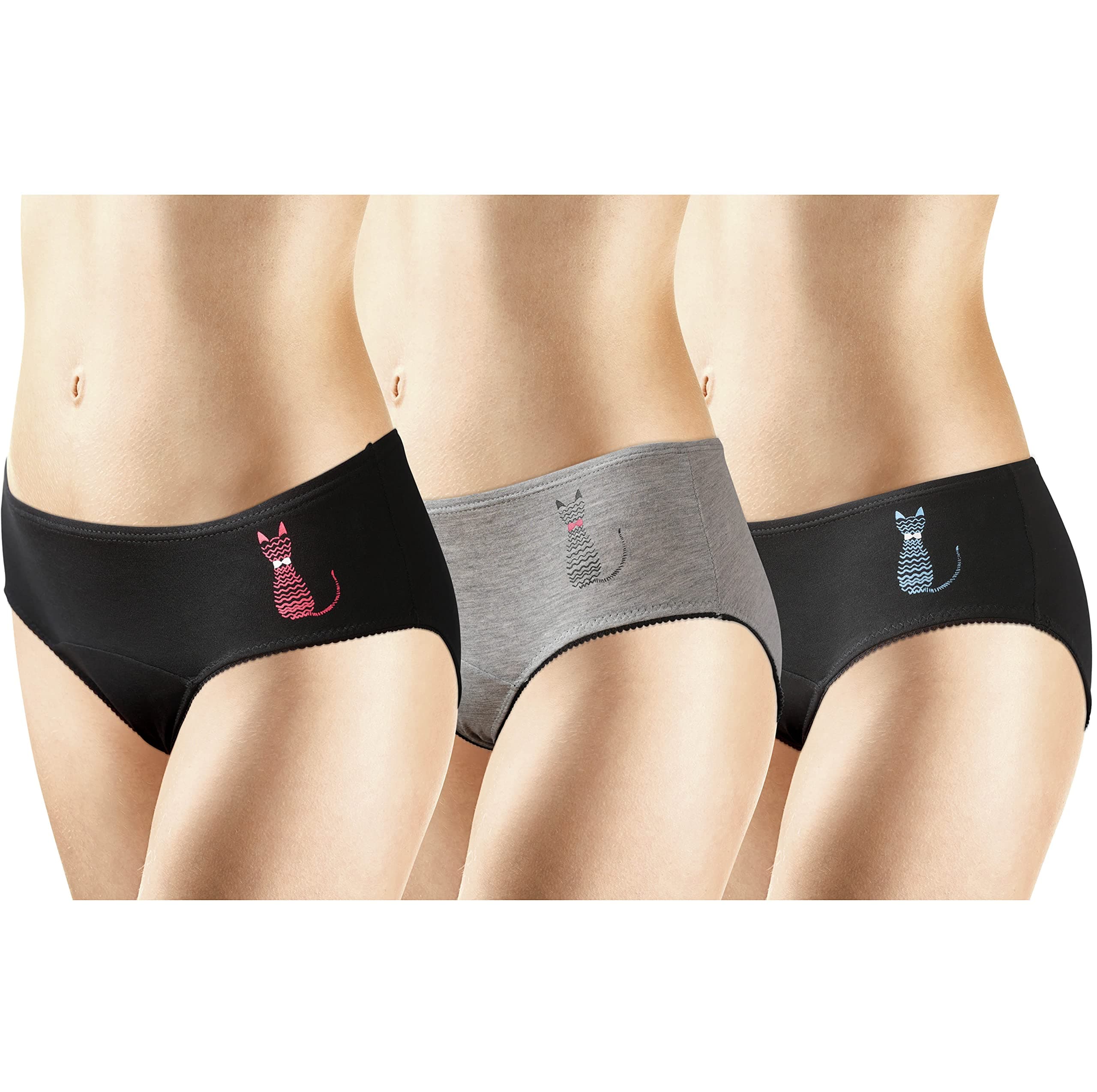 3 Pack Viscose made from Bamboo Skin-Friendly Absorbent Menstrual Period Panty Incontinence