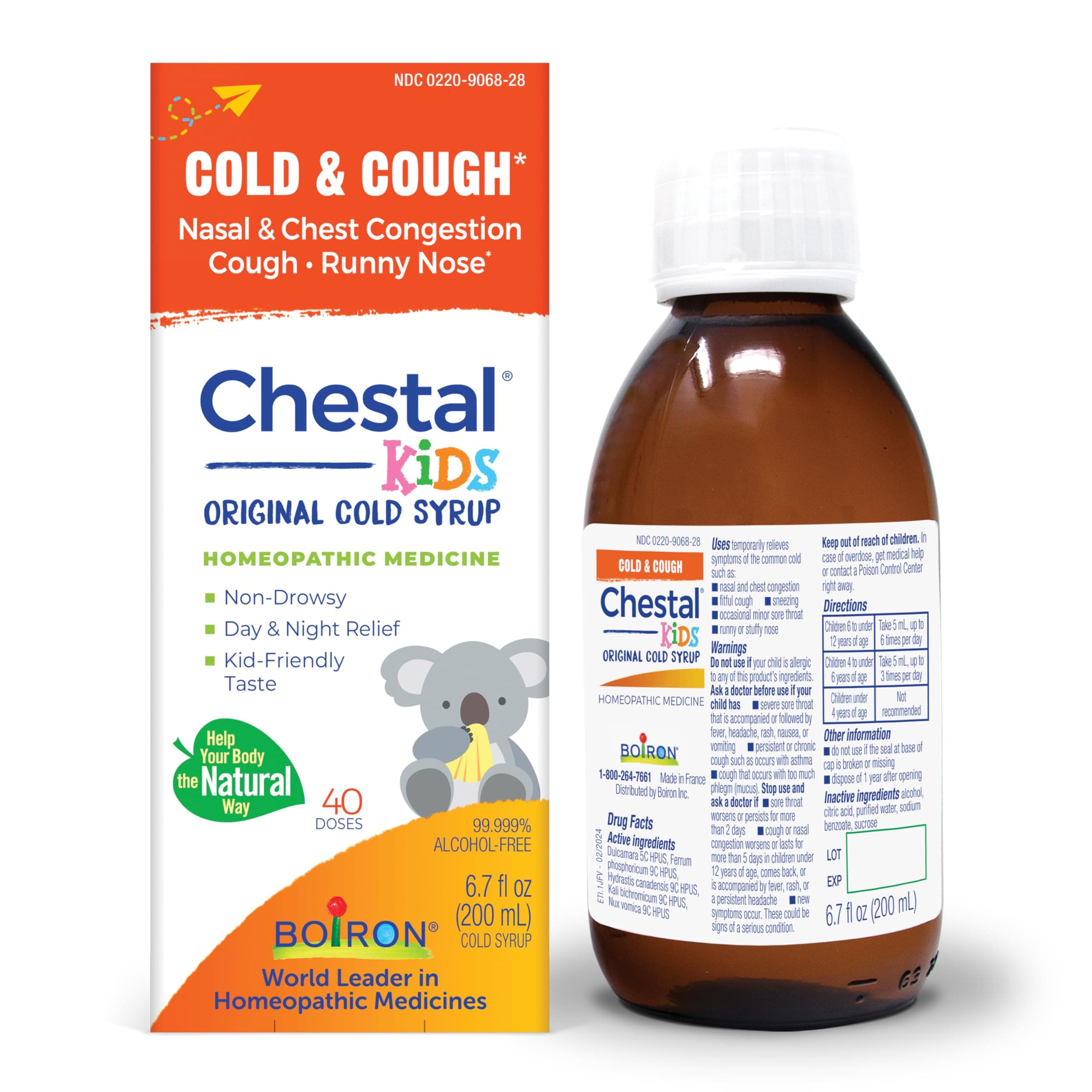 Chestal Children's Cold and Cough Syrup for Nasal and Chest Congestion, Runny Nose, and Sore Throat Relief - 6.7 Fl oz