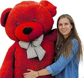 AVSHUB Soft Stuffed Teddy Bear Cute Spongy Huggable/Non-Toxic/Super Soft Plush Toys Gift for Soft Lovable Stuffed Plush Toy for Special Occasion Birthday Anniversery Valentine's Day (Red, 4 Feet)