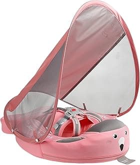 Mambobaby Float Baby Swim Float with Canopy, Non-Inflatable Solid Baby Float, Upgrade Soft Skin-Friendly Fabric Material Infant Swim Float for Boys and Girls Toddler (Special Edition Pink)