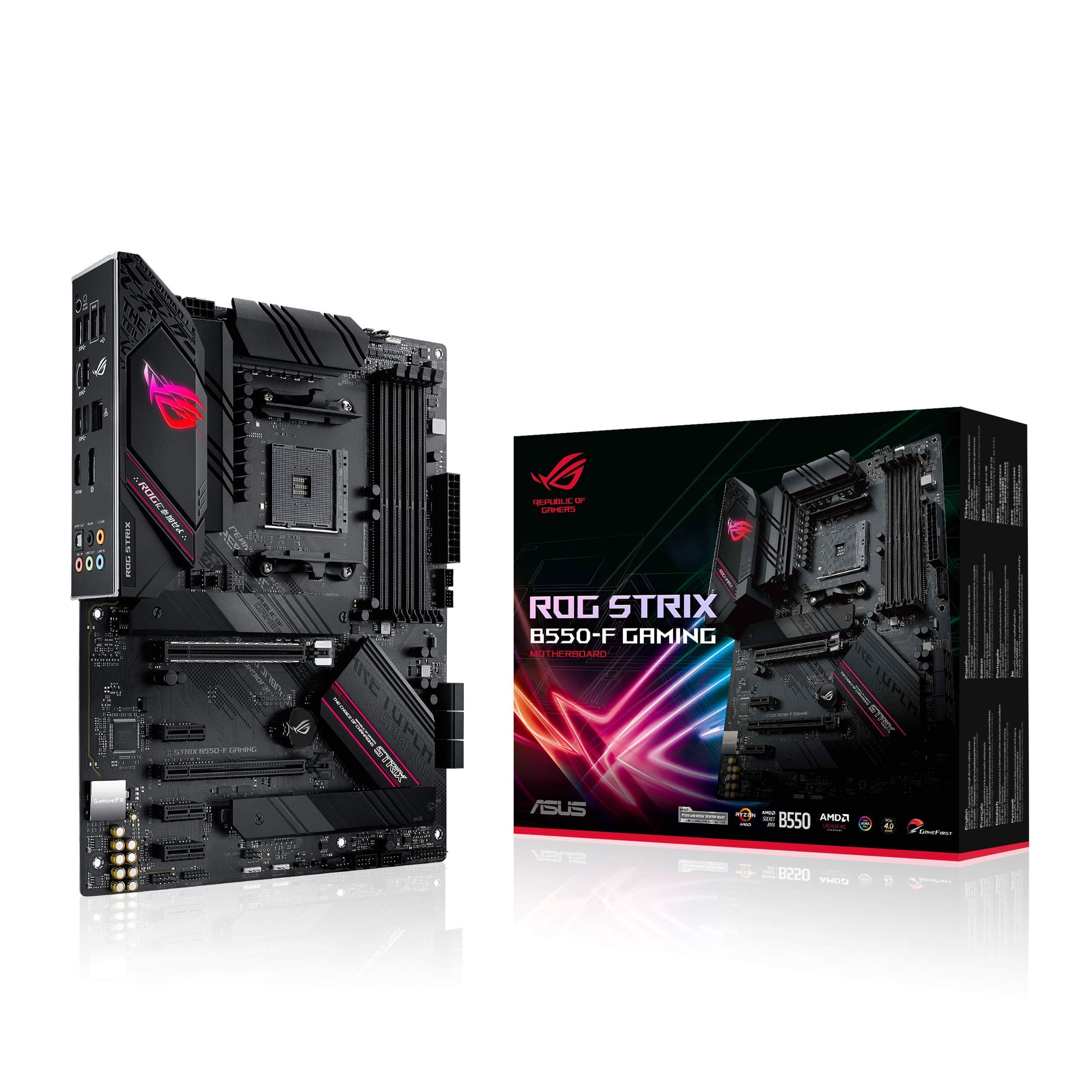 ROG Strix B550 -F Gaming, AMD AM4 (3rd Gen Ryzen ATX Gaming Motherboard, PCIe 4.0, 2.5Gb LAN, BIOS Flashback, HDMI 2.1, Addressable Gen 2 RGB Header and Aura Sync
