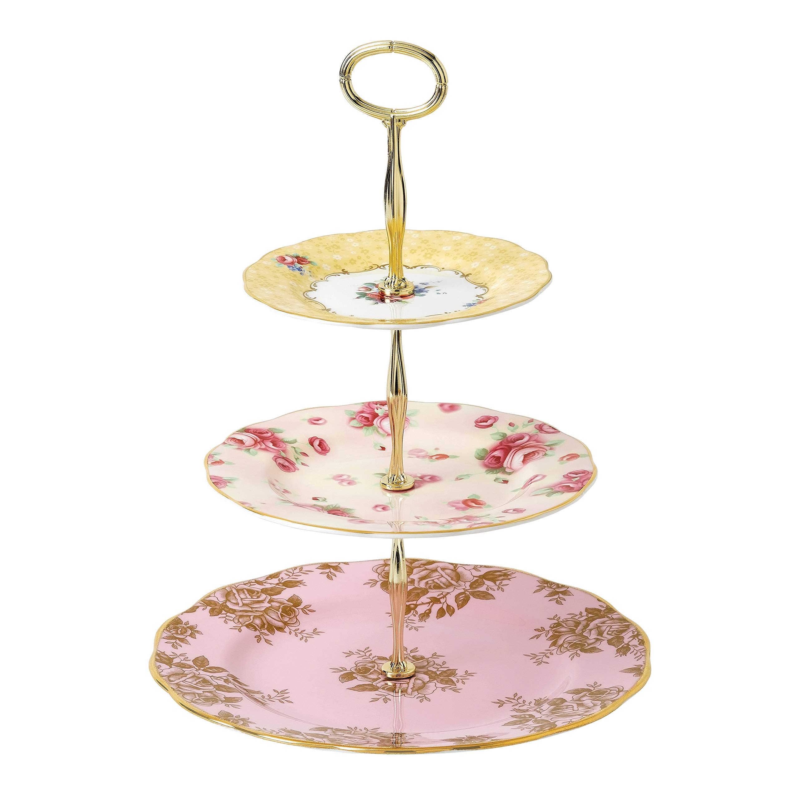 100 Years Cake Stand Three-Tier (Bouquet, Rose Blush & Golden Rose)