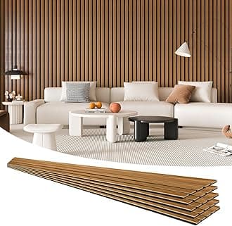 Art3d 4 Pieces 94.5" x 7.9" Acoustic Slat Wood Wall and Ceiling Panels,Fluted Modern Sound Absorbing Panels, Teak