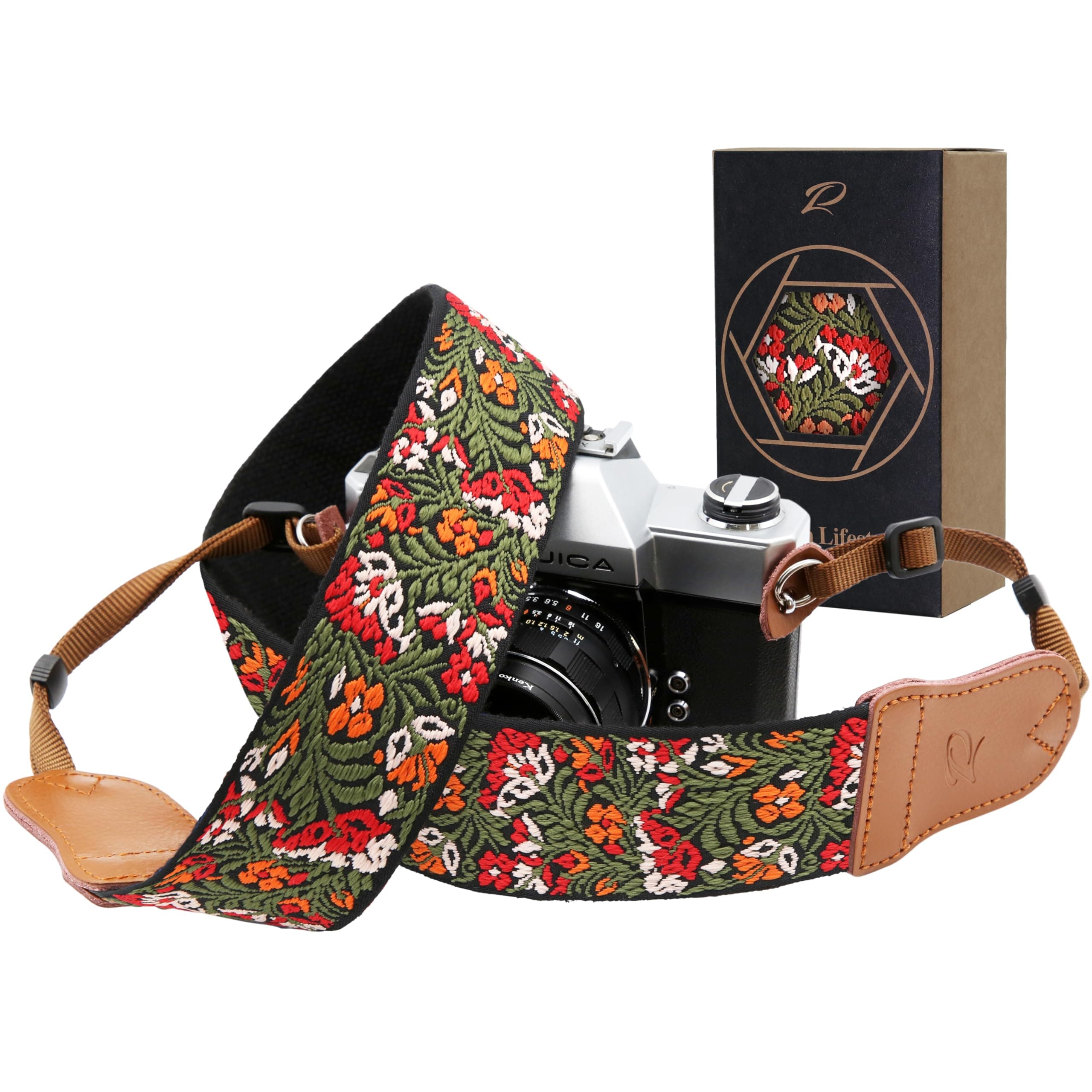 Padwa Lifestyle Plaid Camera Strap - 2" Wide Double Layer Cowhide Head,Cotton Camera Shoulder Straps