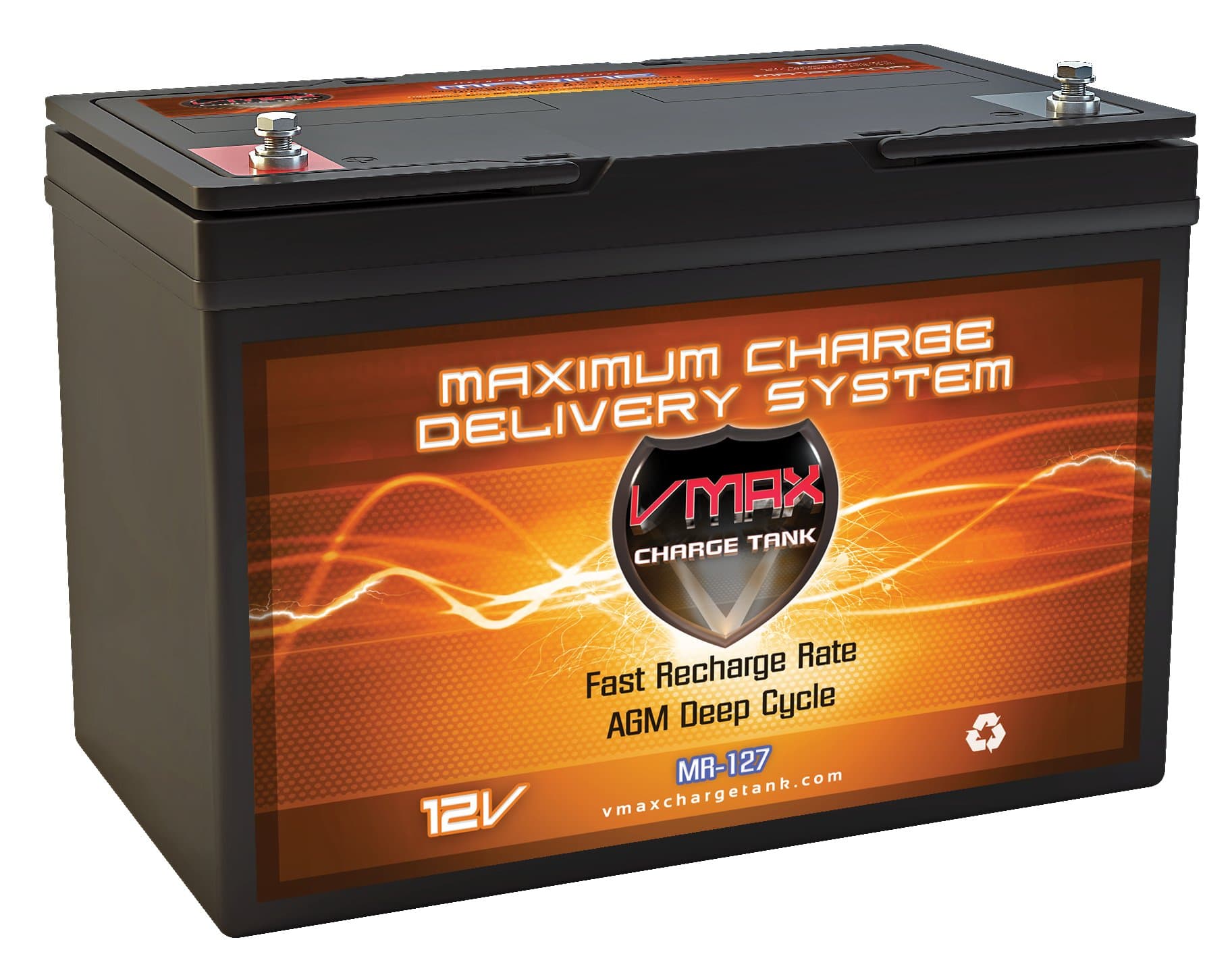 VMAXTANKS VMAX MR127 compatible with Seamaster power boat and trolling motors w/group 27 marine deep cycle 12V battery
