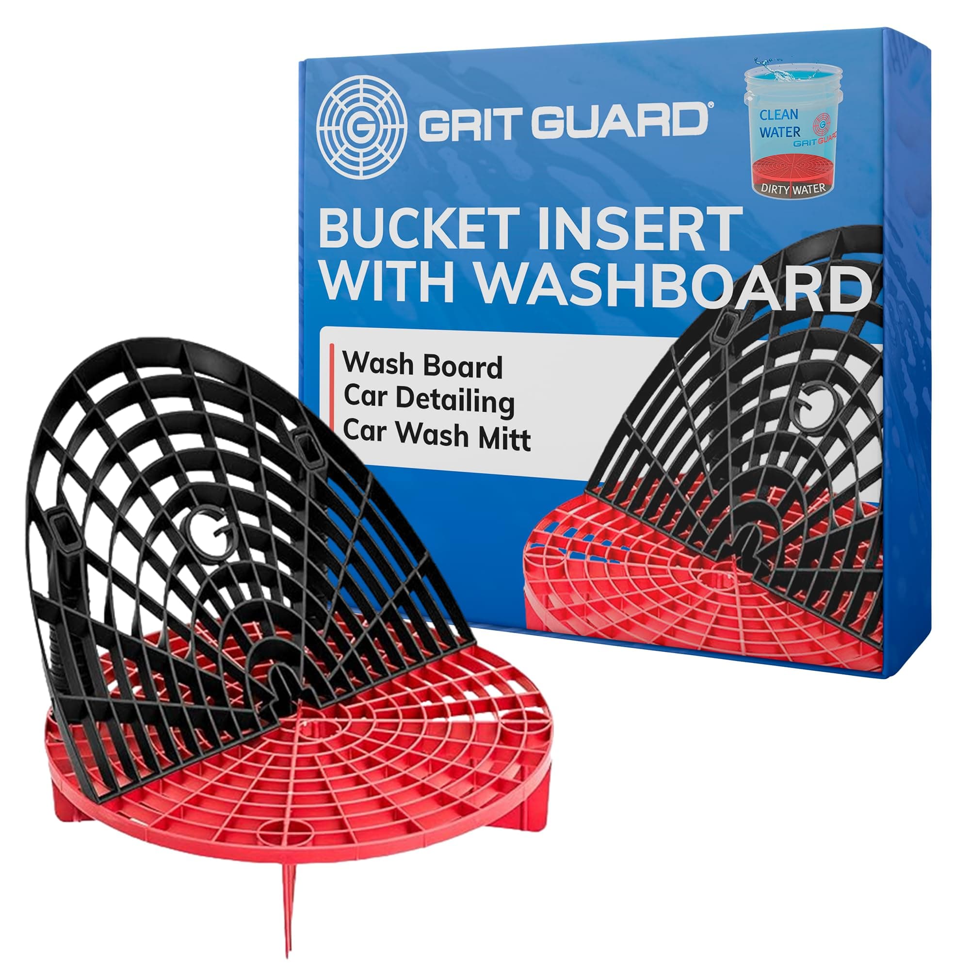 The Original Grit Guard Insert With Washboard Combo Pack (BLACK, RED)