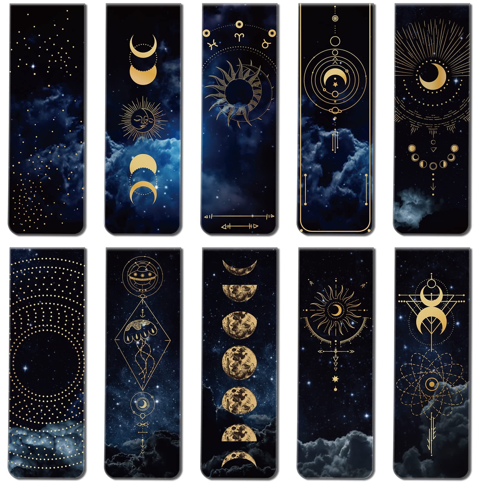 Sinmoe 30 Pieces Space Moon Magnetic Bookmarks Galaxy Bookmark Starry Sky Clip in Bookmark Page Book Marker for Kids Teens Students Teachers Reading School Library Office Accessories, 10 Styles