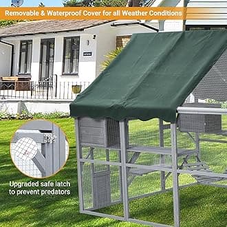 Large Wooden Catio Outdoor Cat Enclosure, 74" x 73" x 110", 56 Ft² Cat Outdoor Enclosure, Sun and Rain Resistant Catio, Grey