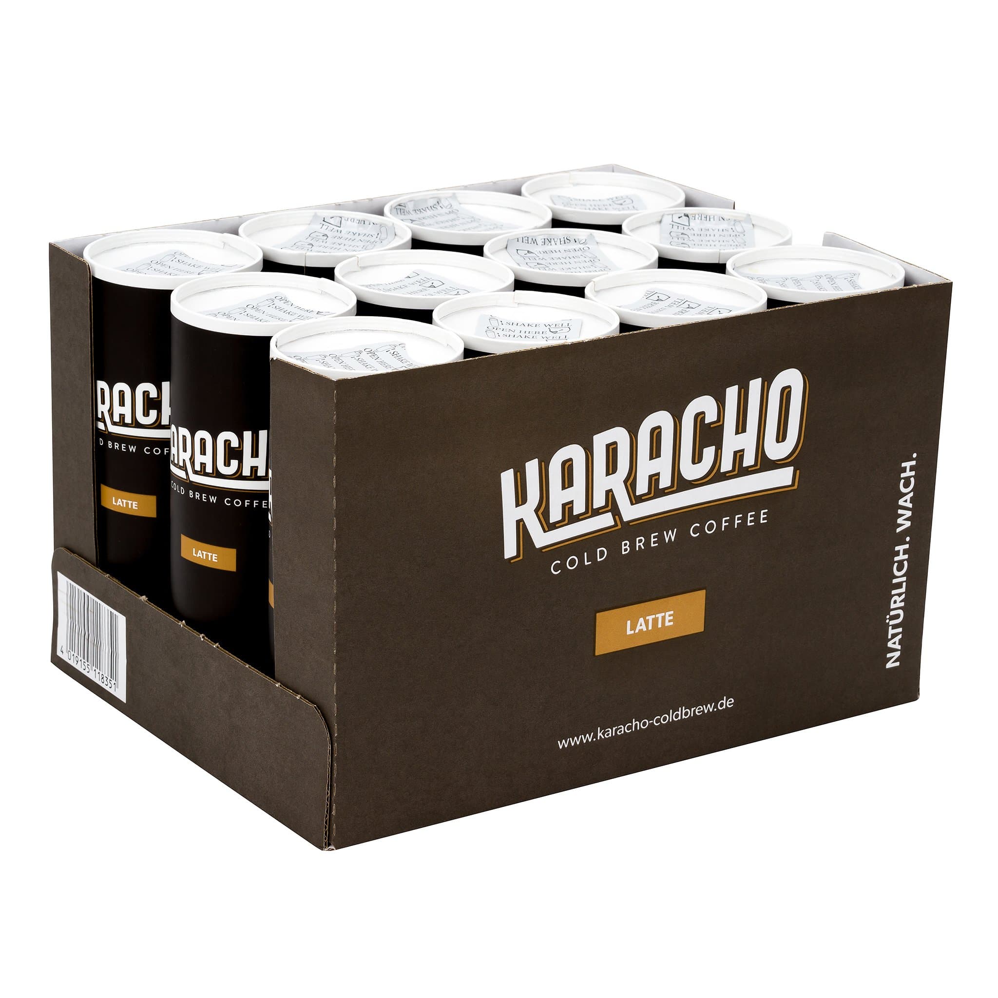 KARACHO Latte | Cold Brew Coffee with Organic Milk | 12-Pack | Organic | Lots of Natural Caffeine | Cold Brewed Coffee with Organic Milk | KARACHO Cold Brew Coffee