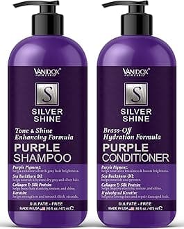 - Sulfate Free Brass Toning Purple Shampoo and Conditioner Set for Grey and Silver Hair, Moisturizing & Color-Safe, Enhances Shine & Brightness, Made in USA (16 fl oz each)