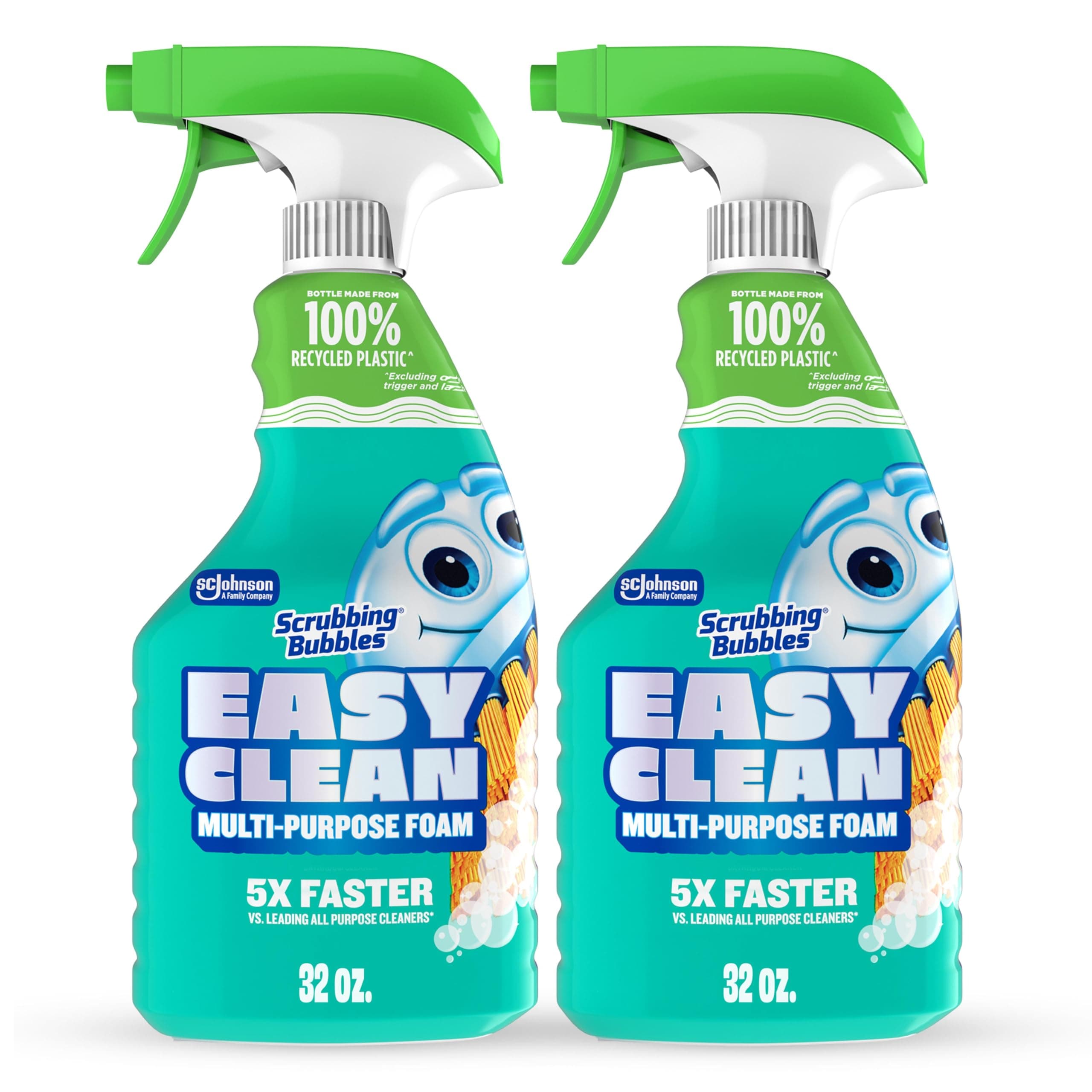Easy Clean Foaming Bleach-Free Bathroom All Purpose Cleaner, Fast-Acting Foam Cleans Limescale, Dirt and Grime on Showers, Sinks, Toilets, Tiles, Counters, & More, 32oz Spray, 2 Pack