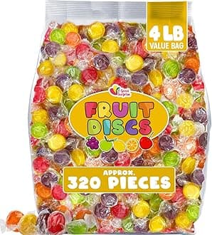 Assorted Fruit Discs - 4 Pound Bag - Bulk Individually Wrapped Candy - Fruit Flavored Candies