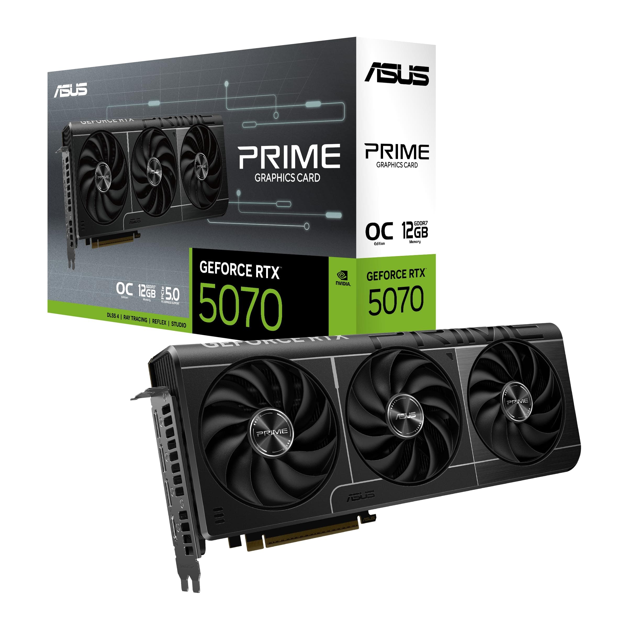 ASUS SFF-Ready Prime GeForce RTX™ 5070 OC Edition 12GB GDDR7 (PCIe® 5.0, 12GB GDDR7, HDMI®/DP 2.1, 2.5 slot, Axial-tech fans, Dual BIOS)