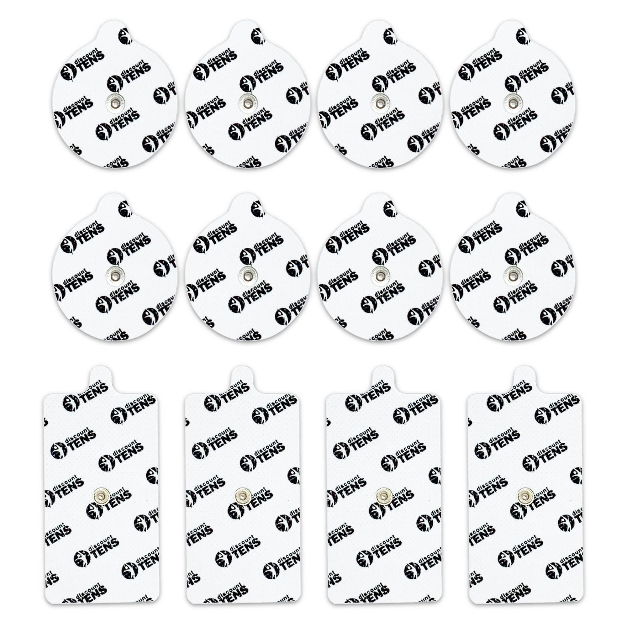 Discount TENS Brand PowerDot 1.0 Compatible Replacement Electrode Pads, 12 Pack (8 Round 2" & 4 Rectangle 2"x4") – Snap Connector TENS Unit Pads, Not for PowerDot 2.0