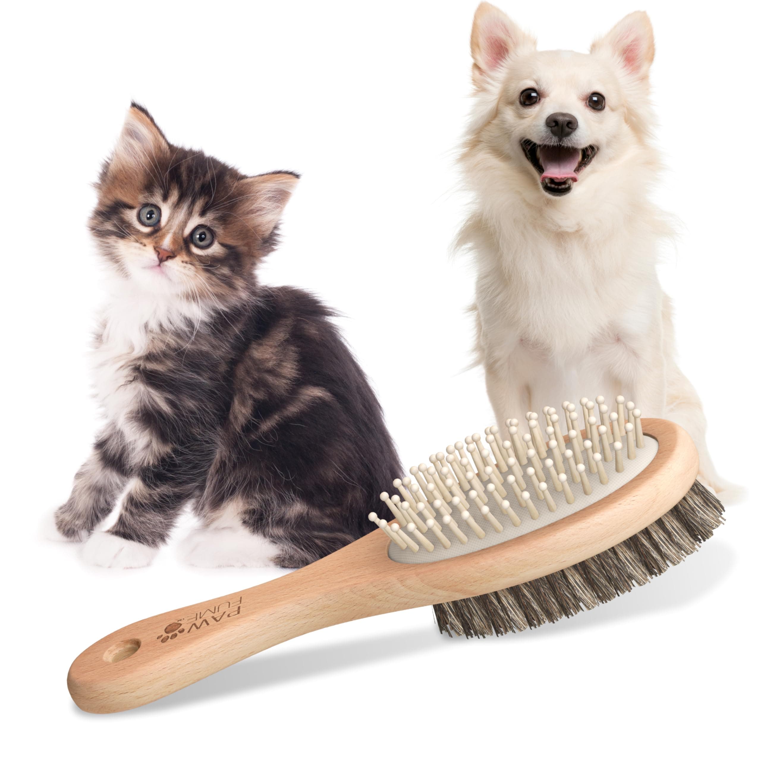 PAWFUME 2-in-1 Pet Brush – Dog Hair Brush – Cat Hair Brush – Dog Grooming Brush – Cat Grooming Brush – Soft Dog Brush for Long Haired Dogs – Soft Cat Brush for Long Haired Cats – Short Hair Dog Brush