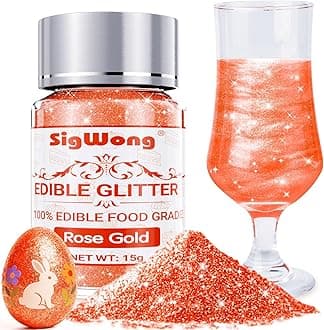 Rose Gold Edible Glitter - 15g Food Grade Luster Dust Powder, Cake Decorating Sprinkle Glimmery Dust for Drinks, Wine, Fondant, Chocolate, Candy, Cookie, Vegan