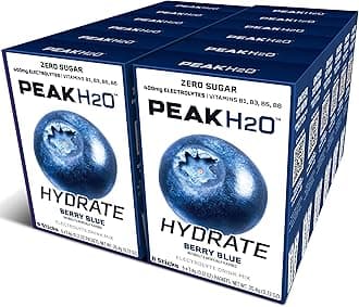 PeakH20 Electrolytes Powder Hydration Packets | Berry Blue | 72 Servings | Sugar Free Water Flavor Packets for Workout Recovery