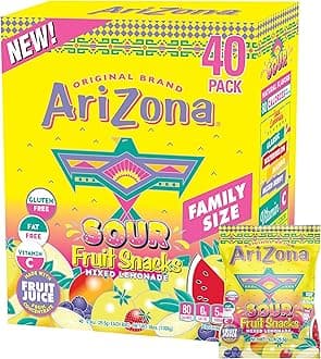 AriZona Sour Lemonade Fruit Snacks, Sour Lemonade - 0.9 oz, 40 count Box