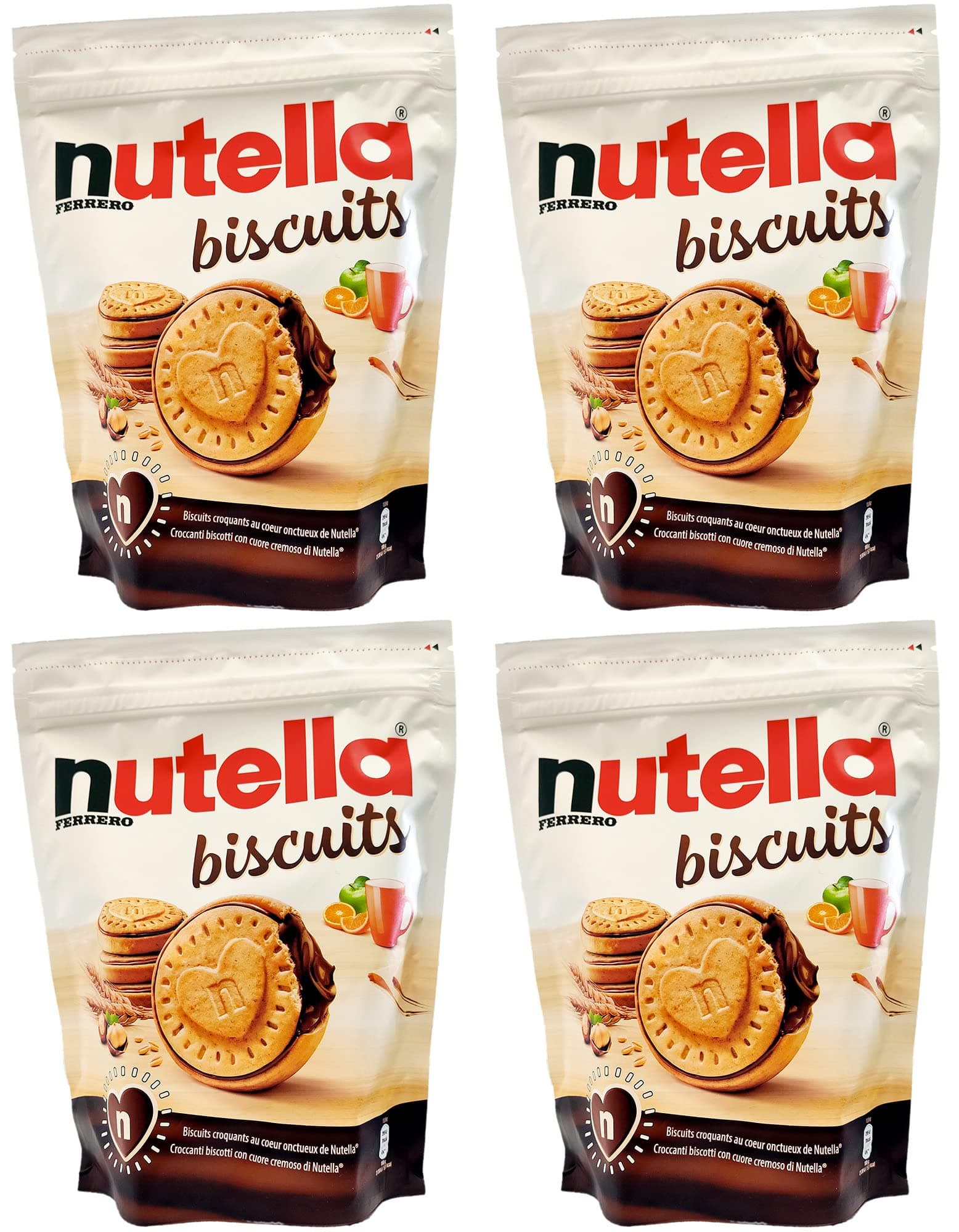 4 NUTELLA BISCUITS of 304 GR - A Big Heart The Biscuit with The Heart of Nutella