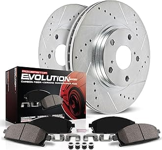 PowerStop Rear Brake Kit For Audi A3 Quattro 2019-20 |Q3 2019-25 |RS3 2017-20 |S3 2015-20 |TT RS Quattro 2018-22 - Drilled and Slotted Disc Rotors with Ceramic Brake Pads Replacement, K7084