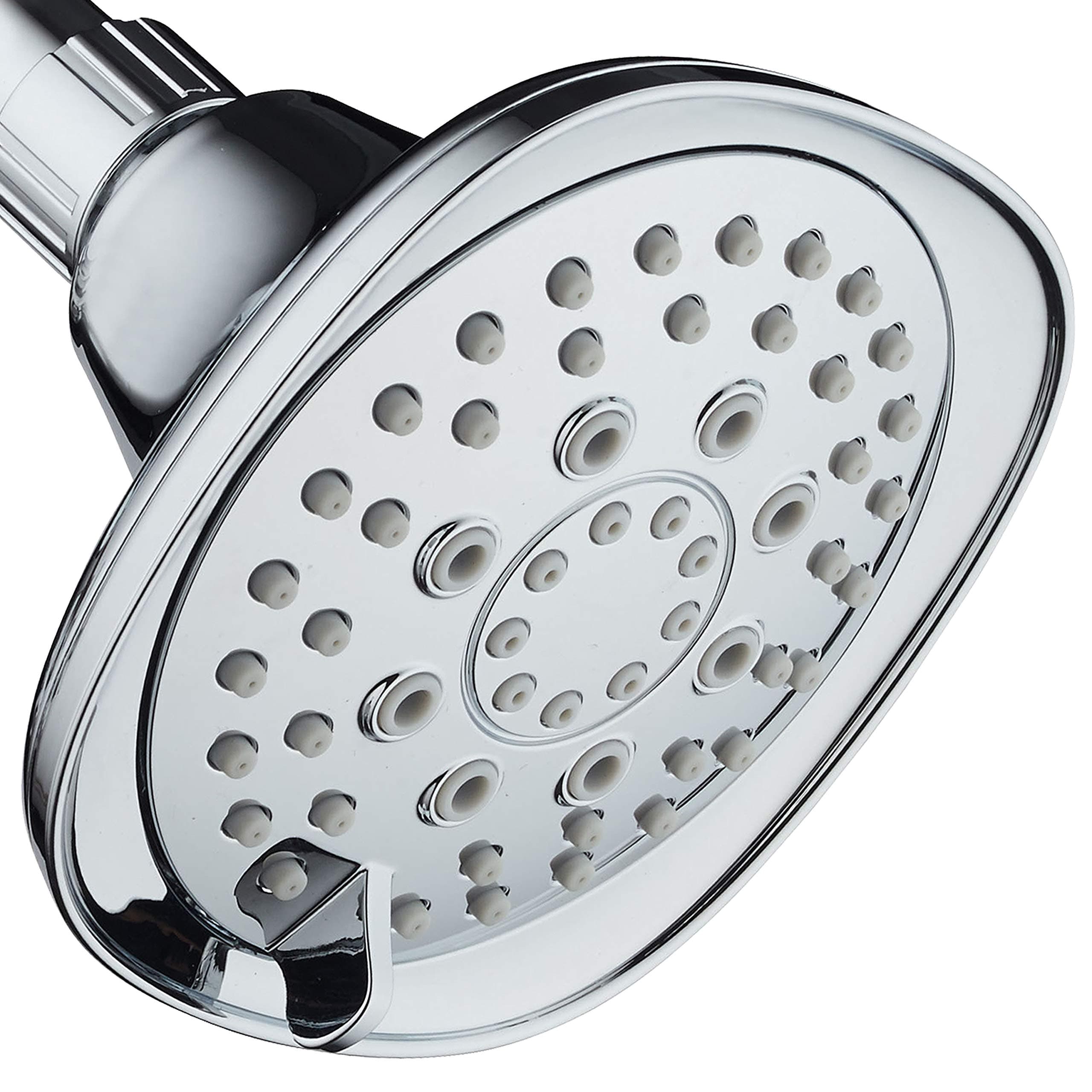 Chrome Hot Oval Square Style 6-setting High-Pressure Luxury Shower Head. Angle Adjustable, Solid Brass Connection Nut, Finish. Premium Quality Exclusive Showerhead from Top American
