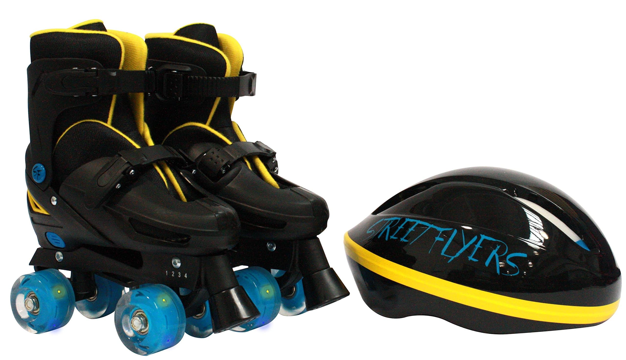 Light up Quad Skates Size 1 thru 4 with Helmet - Ages 7 to 10