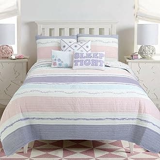 Cozy Line Home Fashions Lavender Blue Pink Ruffles Girl 100% Cotton Reversible Quilt Bedding Set, Coverlet, Bedspread (Lavender Dream, Twin - 2 Piece: 1 Quilt + 1 Sham)