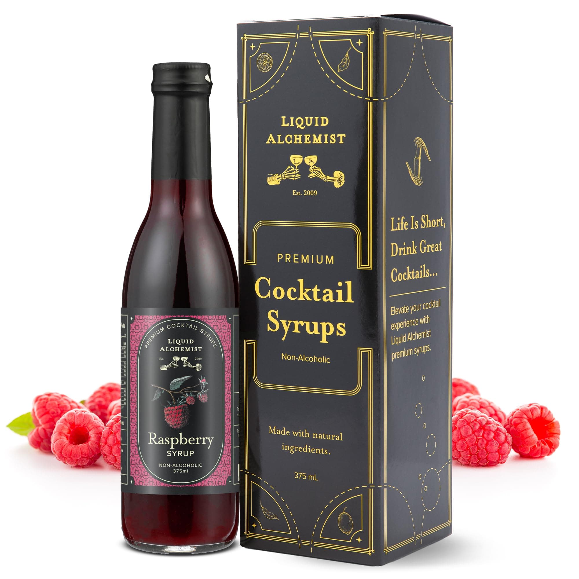 Liquid Alchemist Raspberry Syrup for Drinks - Real Ingredients Make the Perfect Summer Cocktail or Margarita Mix - Our Raspberry Cocktail Syrup is Non-GMO & Vegan (12.7 oz)