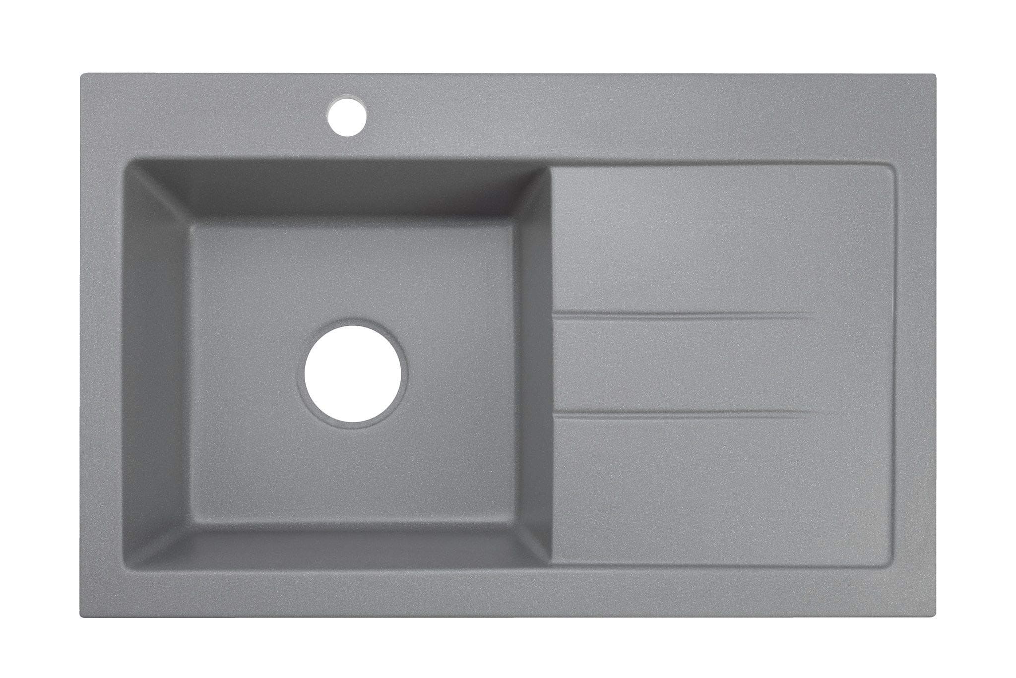 Gray Sink Lavello Luxor 100LT 31" Granite Sink Composite Drop In Single Bowl Big Range of Kitchen Sinks (Gray Drainboard Postion: Right) - MADE in USA