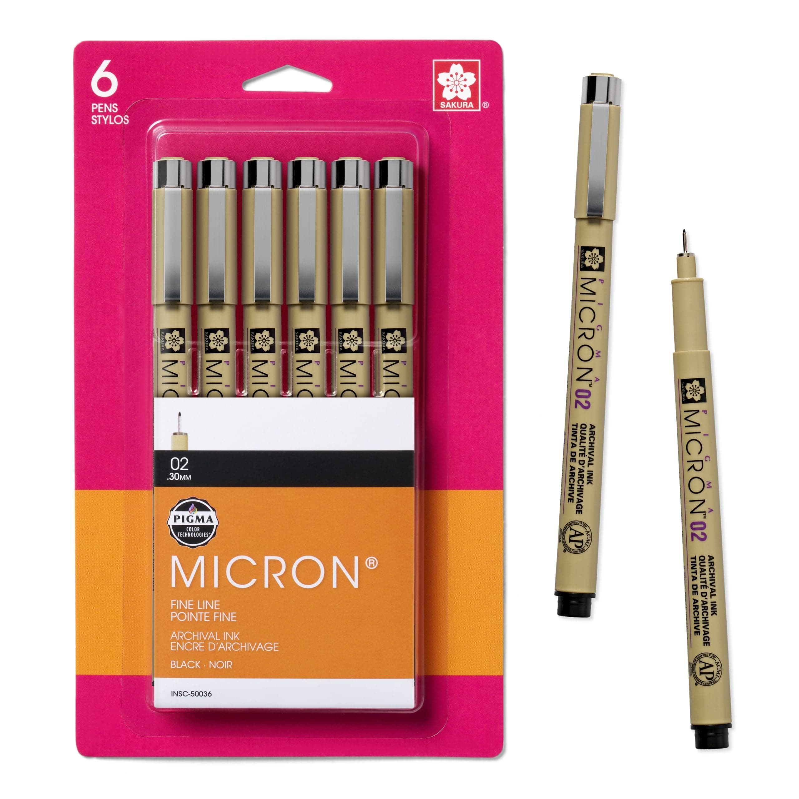 SAKURA Pigma Micron Pens 02 .3mm 6/Pkg-Black