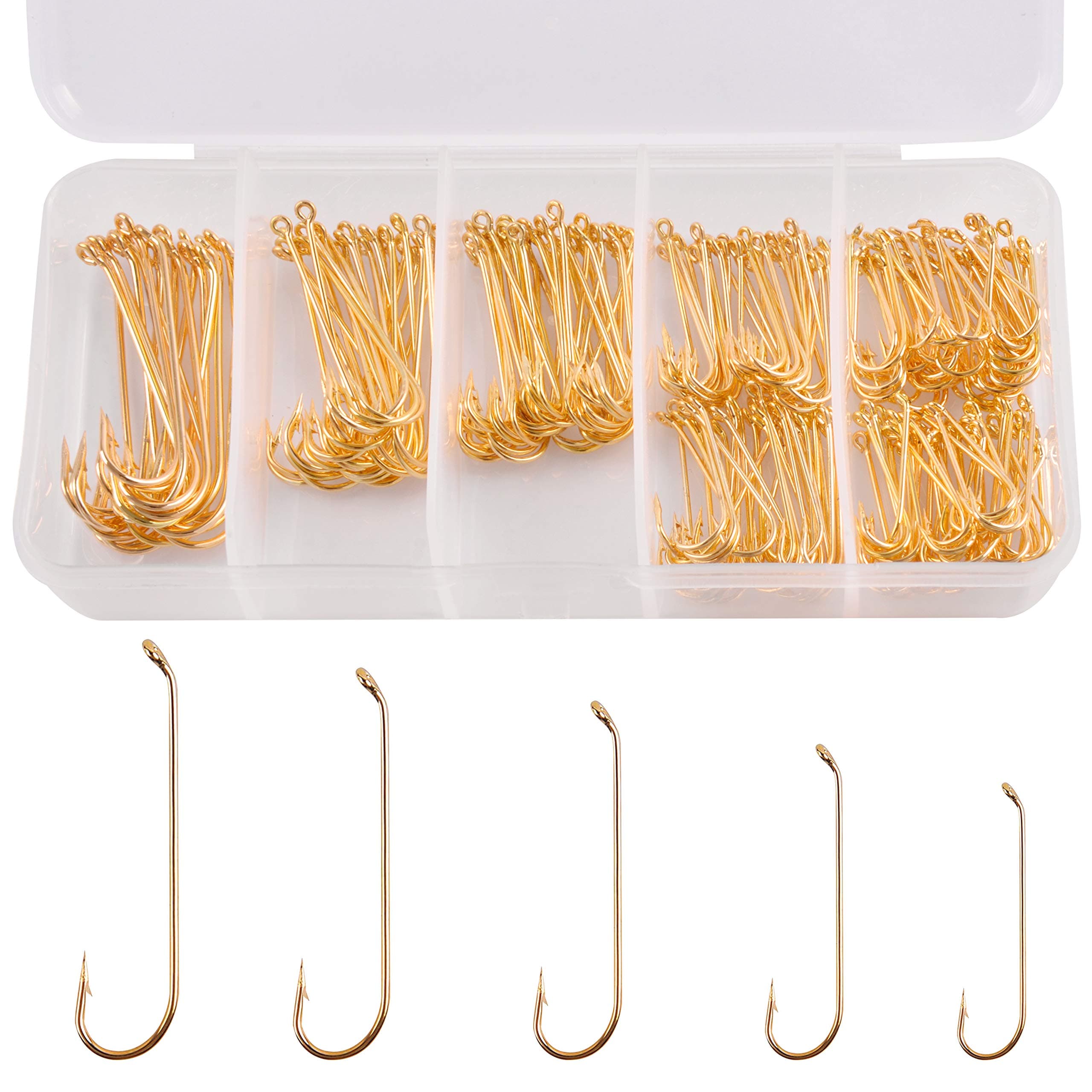 Assorted Fly Tying Hooks Long Shank Dry Fly Hooks Aberdeen Fishing Hooks Kit Streamer Hooks Dry Wet Nymph Strimp Fly Pupa Larva Jig Hooks with Tackle Box