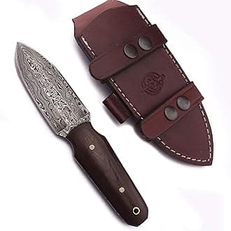 Handmade Damascus Steel Dagger – Perfect for EDC,Hunting, Survival, Camping and Fishing Features a Fixed Blade with Full Tang G10 Handle and Premium Cowhide Leather Sheath - DCX17-53.